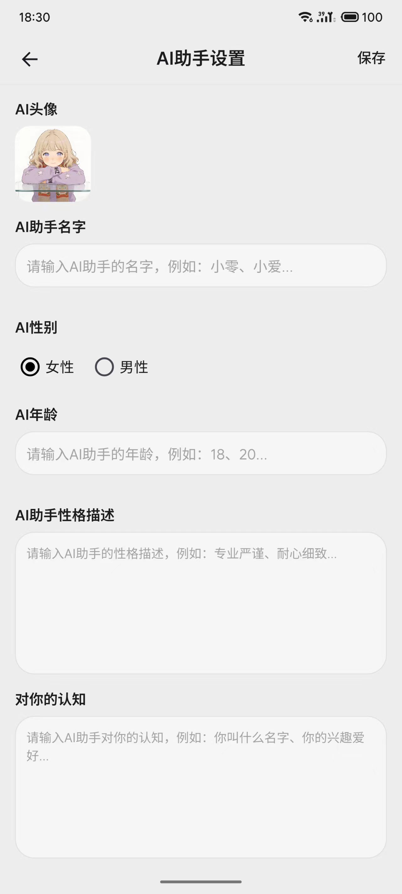 小零AI设置界面